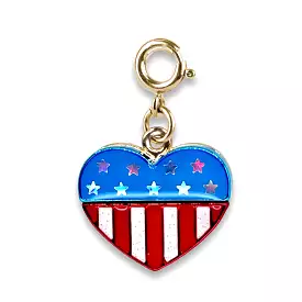 Charm It! Gold Glitter Flag Heart Charm