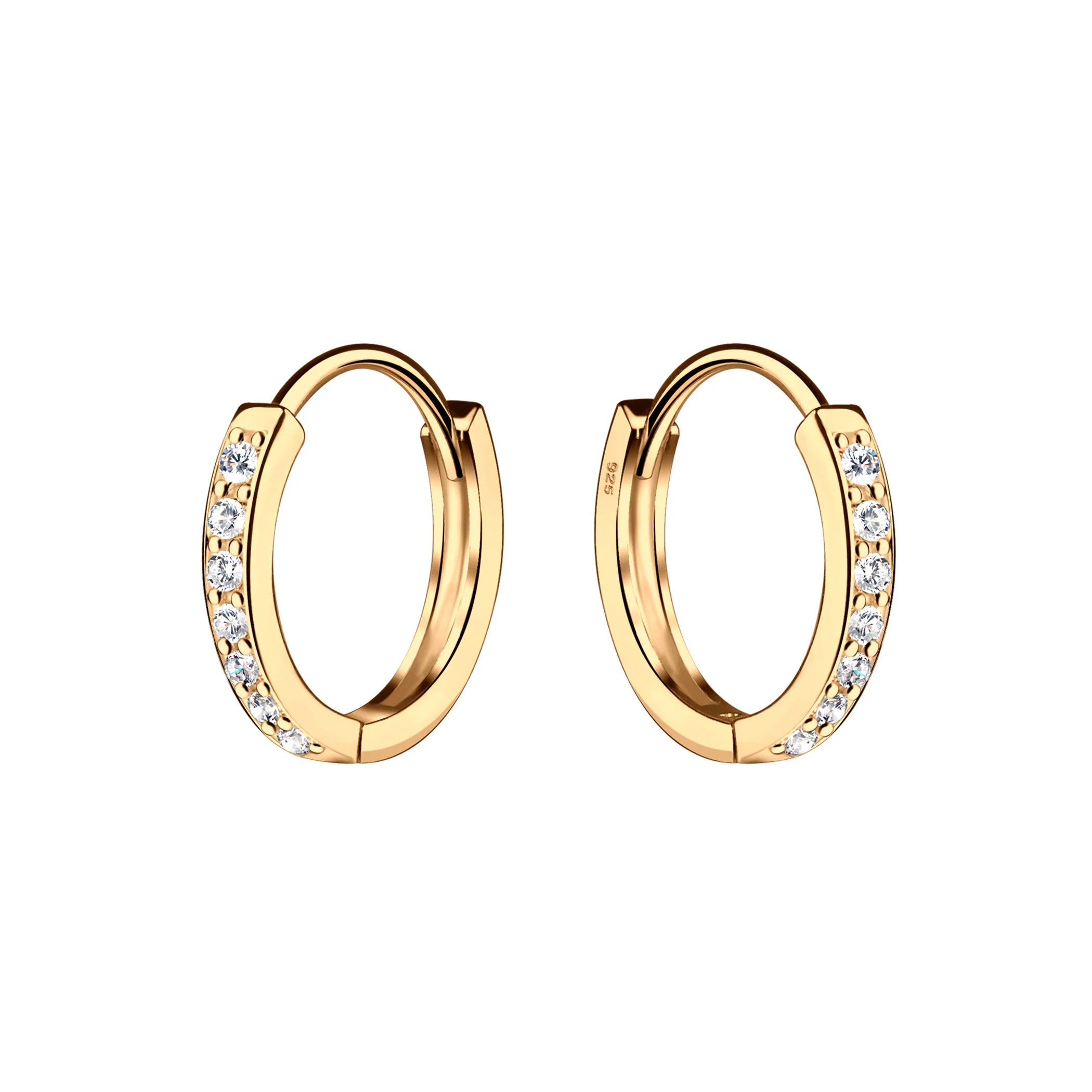 Cherished Moments - 14k Gold plated Cz Sterling Silver Huggie Earrings