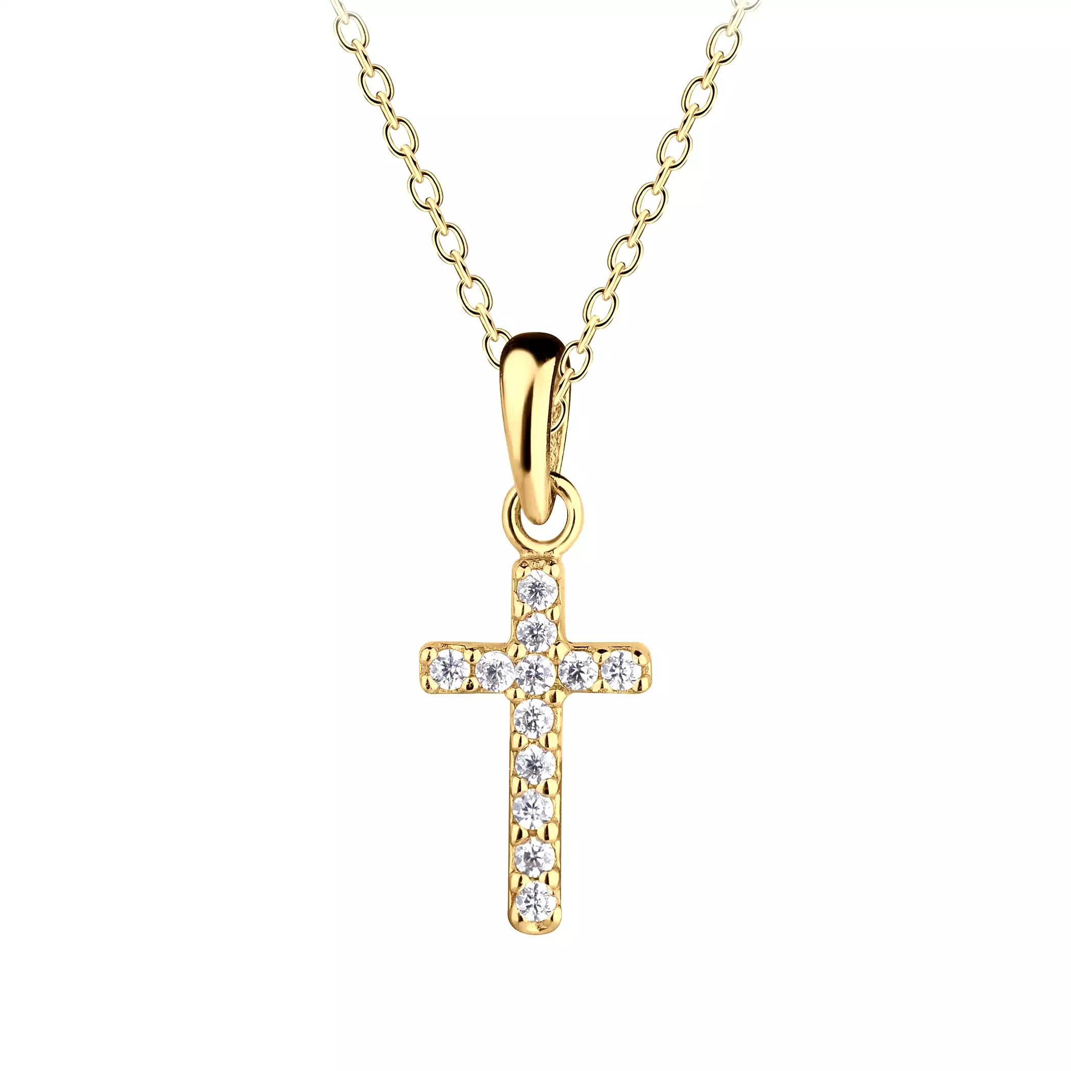 Cherished Moments - Gold-Plated Cz Cross Charm Necklace