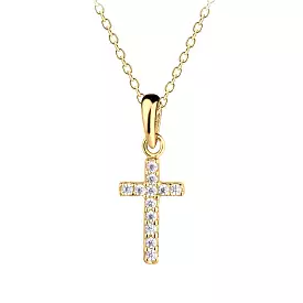 Cherished Moments - Gold-Plated Cz Cross Charm Necklace