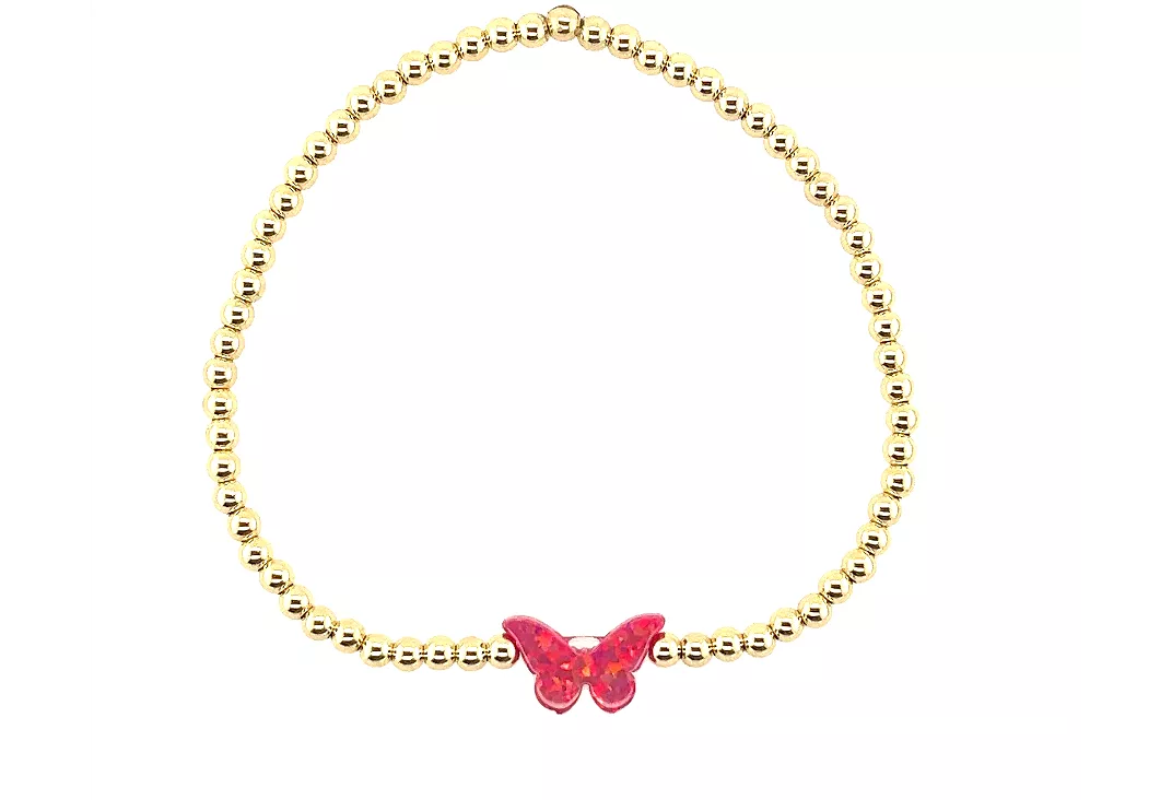 Classic Ball Bead Butterfly Charm Bracelet