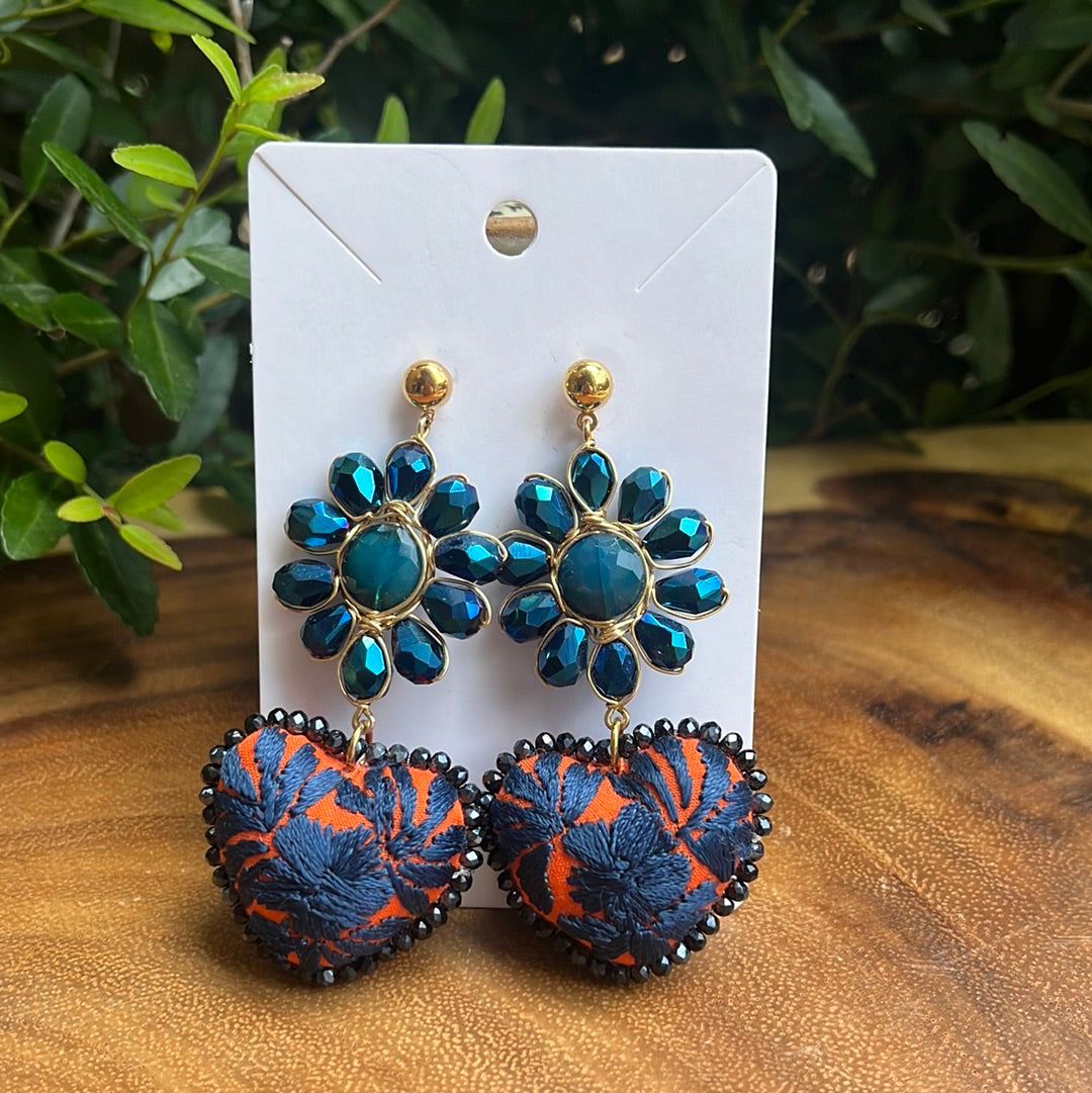 Corazón & cristal earrings