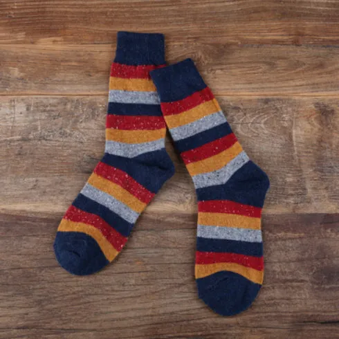 Cozy and Warm | Wool Socks | Blue Stripes