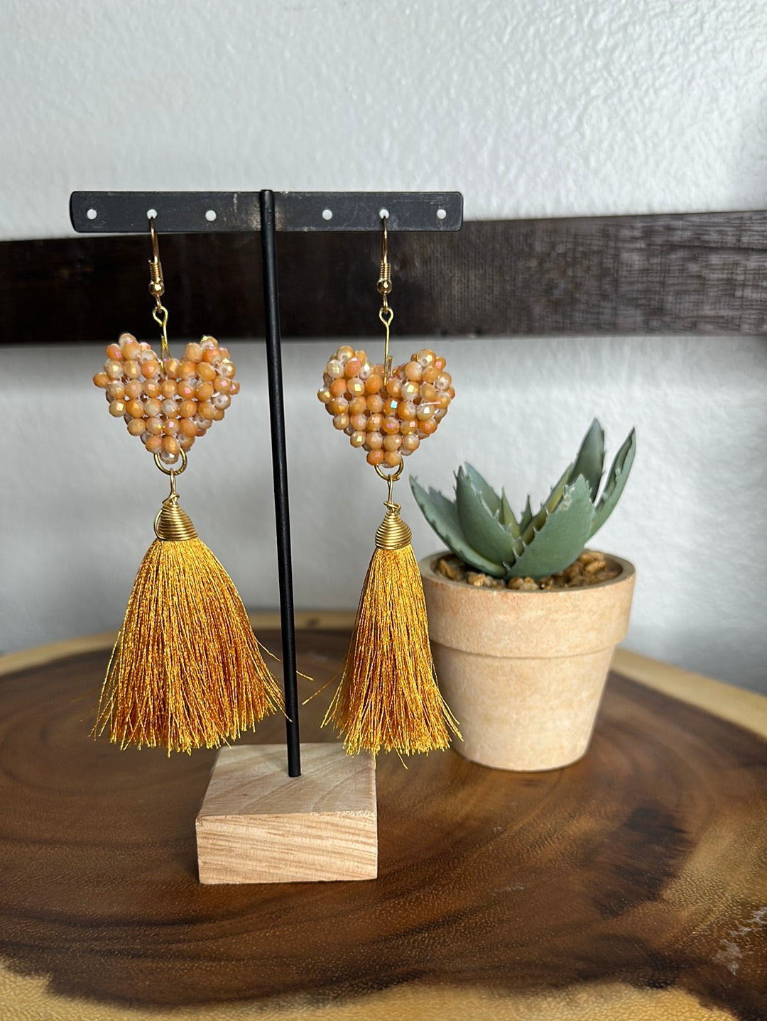 Crystal heart wired earrings