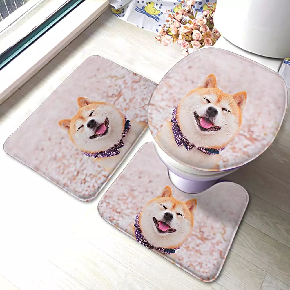 Custom Photo Bathroom Rug Set 3 Piece Personalized Non Slip Bath Mat