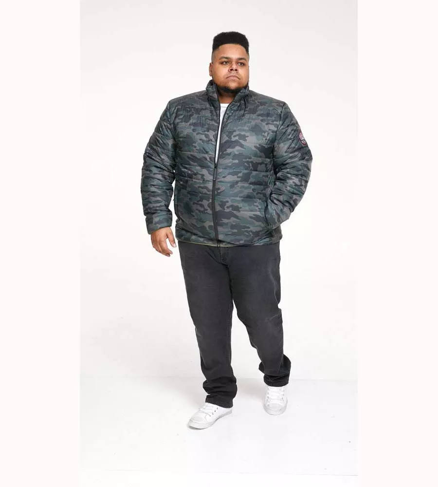 D555 Big Mens Puffer Jacket With Camouflage Print (PETER)