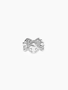 Dame Classic Tri Link Ring With Diamond Bridges