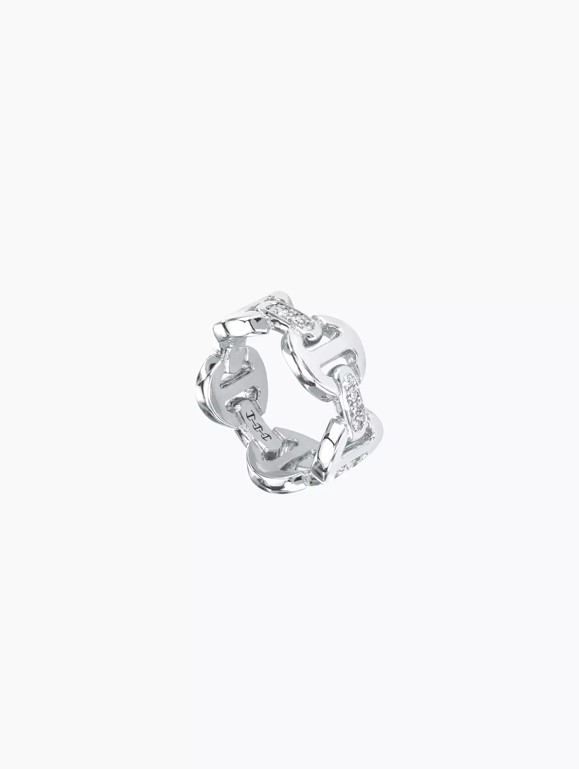 Dame Classic Tri Link Ring With Diamond Bridges