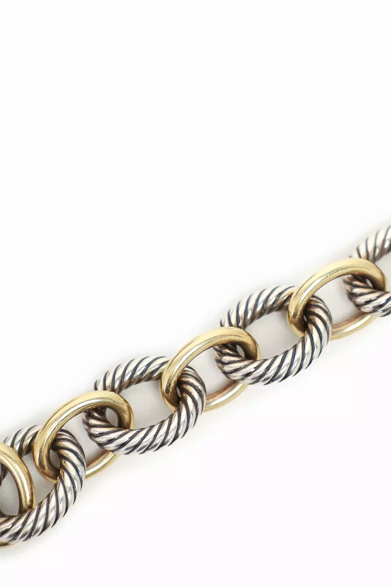 David Yurman Sterling Silver/18K Yellow Gold Two-Tone Oval Link Chain Bracelet