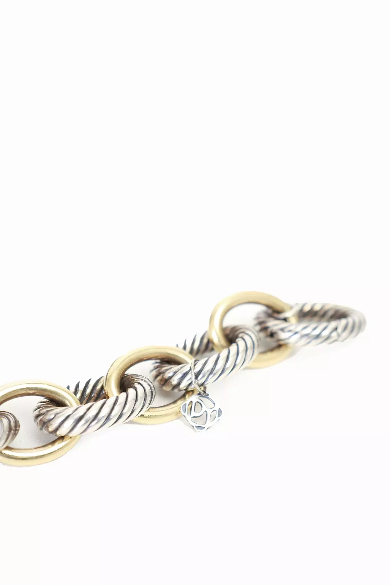 David Yurman Sterling Silver/18K Yellow Gold Two-Tone Oval Link Chain Bracelet