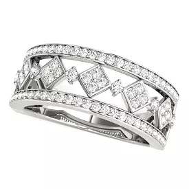 Diamond Studded Square Motif Ring in 14k White Gold