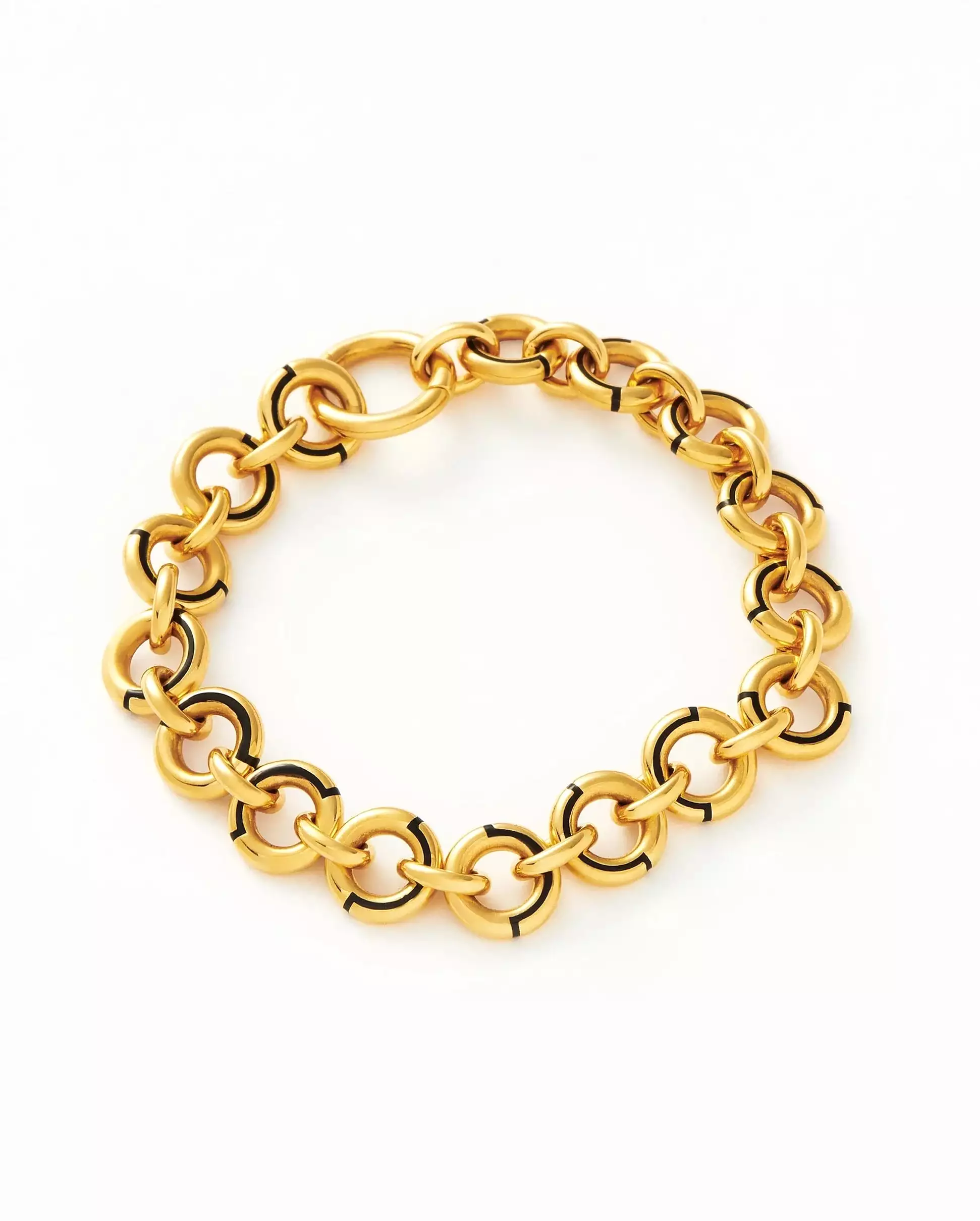 ENAMEL BYLINE LINK CHUNKY CHAIN BRACELET / GOLD