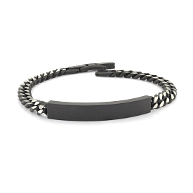 Engravable - Stainless Steel Black Curb Link ID Bracelet