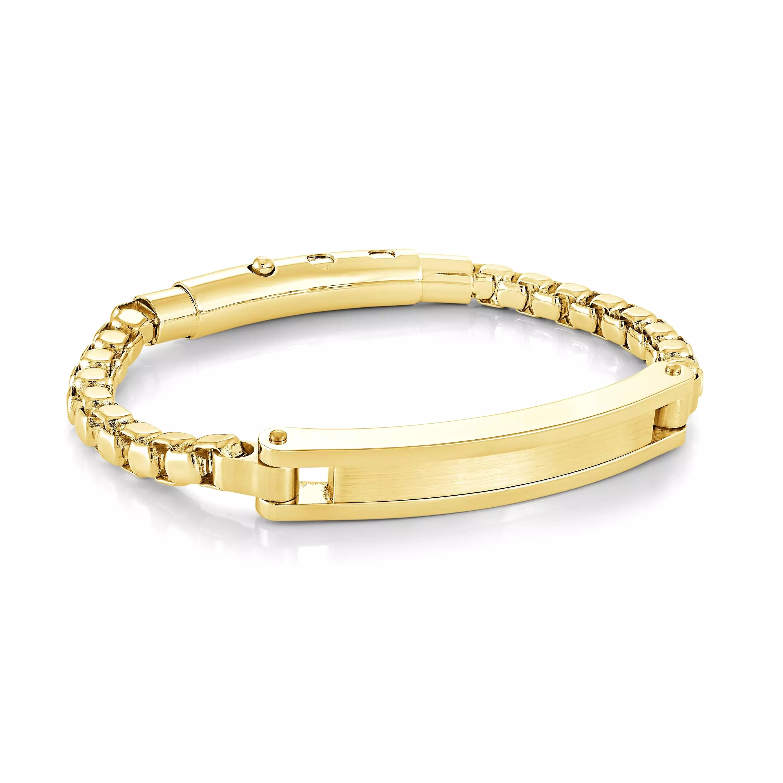 Engravable - Stainless Steel Gold Box Link ID Bracelet