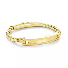 Engravable - Stainless Steel Gold Box Link ID Bracelet