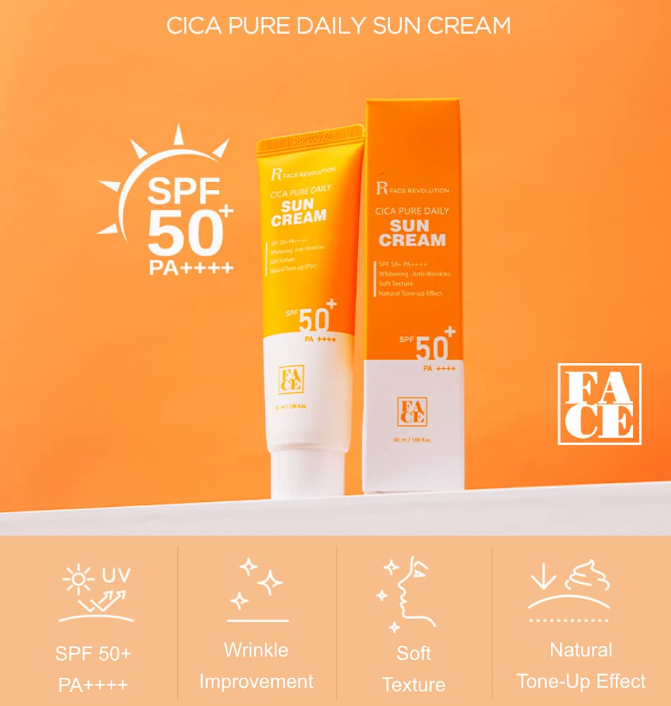 Face Revolution SPF50+ PA++++ Cica Pure Daily Sun Cream Korean facial sunscreen