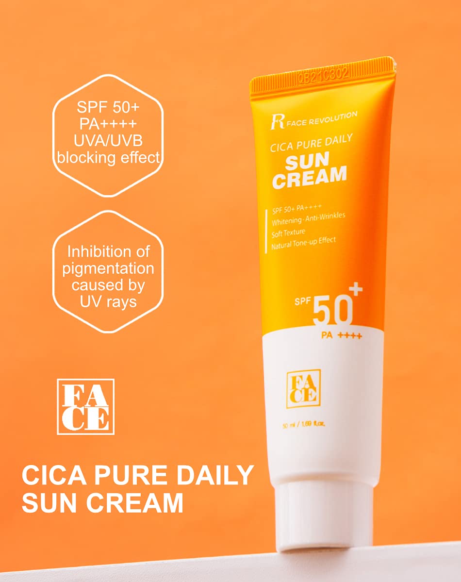 Face Revolution SPF50+ PA++++ Cica Pure Daily Sun Cream Korean facial sunscreen