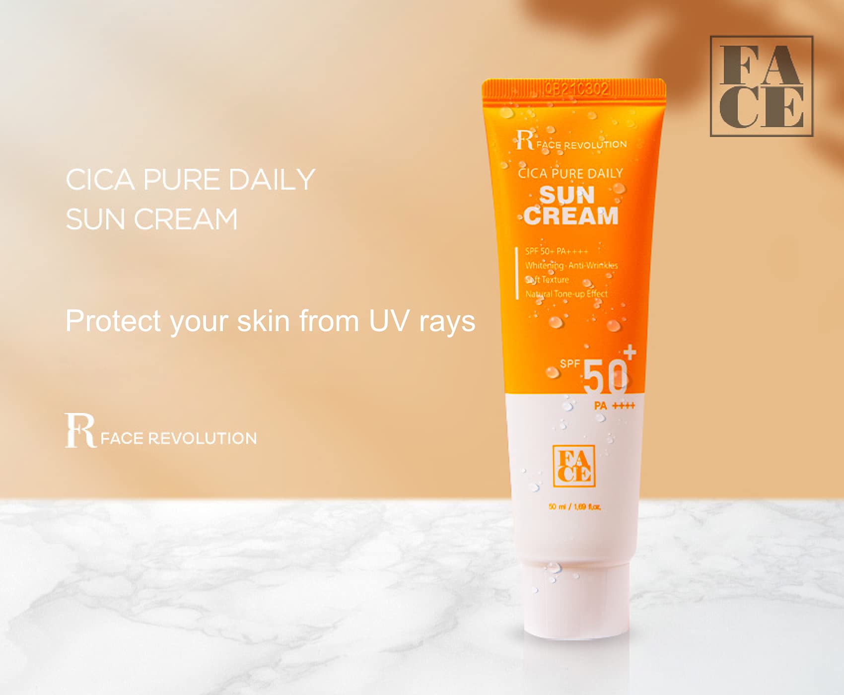 Face Revolution SPF50+ PA++++ Cica Pure Daily Sun Cream Korean facial sunscreen