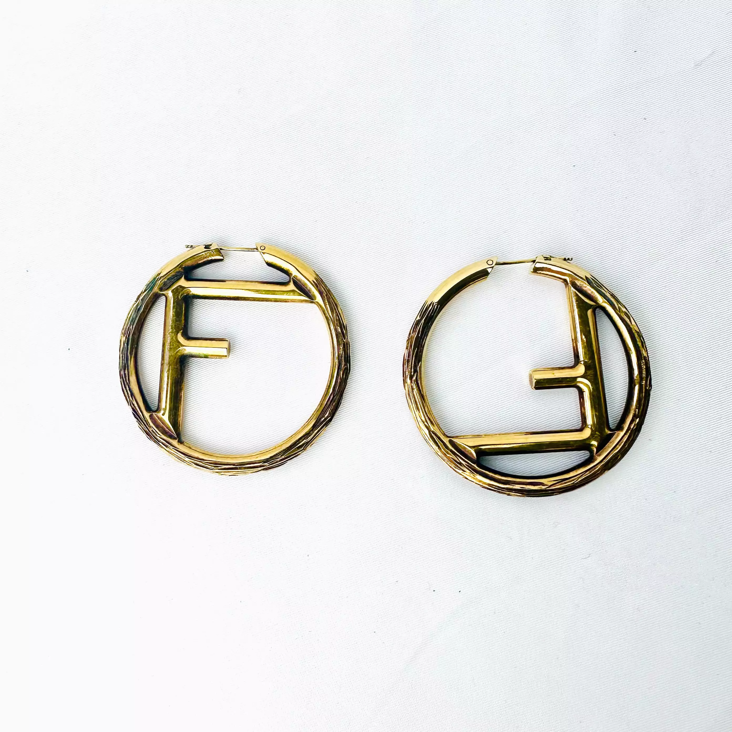 FENDI - EARRINGS LOGO F METAL GOLD