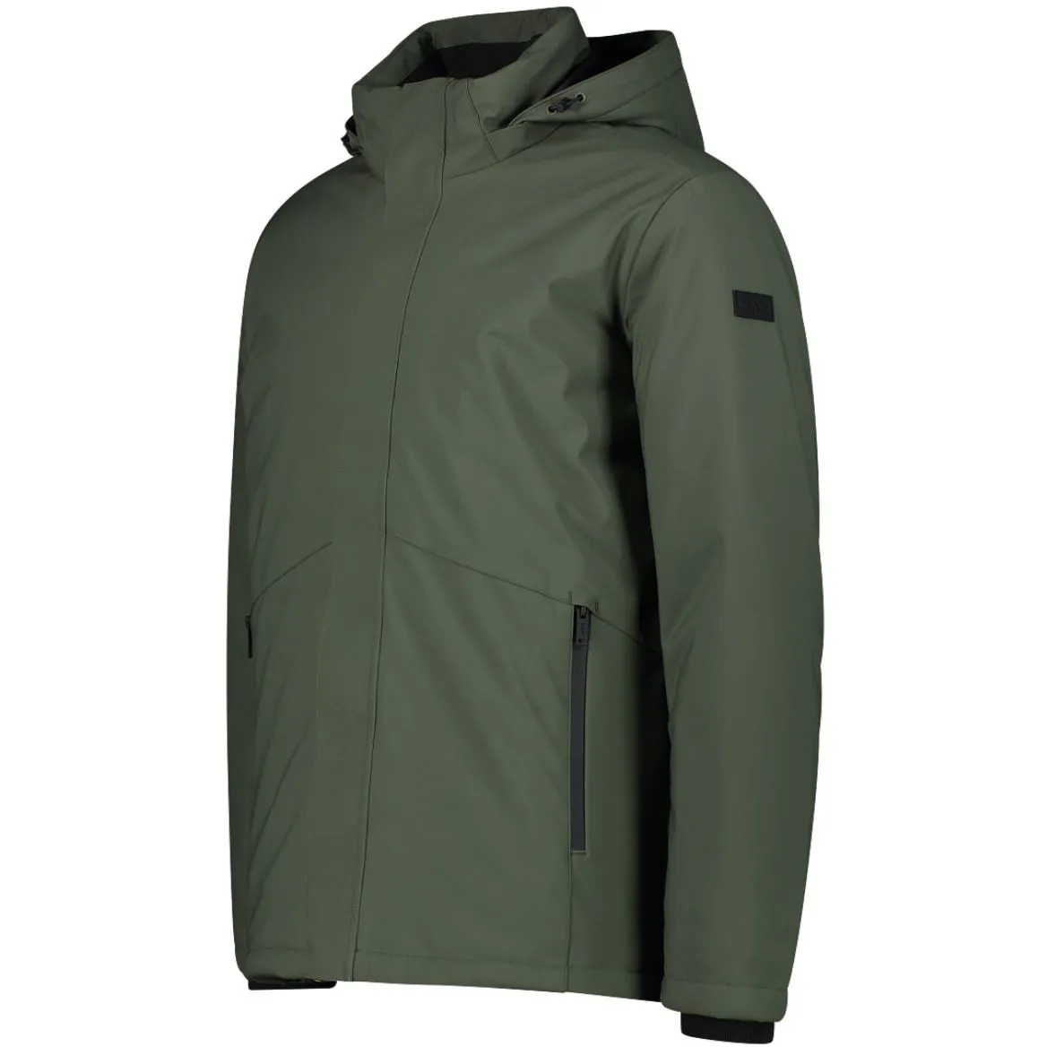 GIACCA IMBOTTITA IMPERMEABILE IN SOFTSHELL Uomo Oil Green