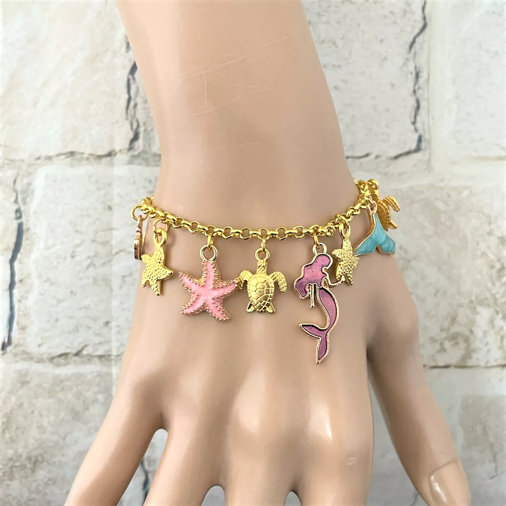 Gold Aquatic Charm Bracelet