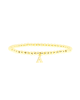 Gold Brass Initial Charm Ball Bracelet - A