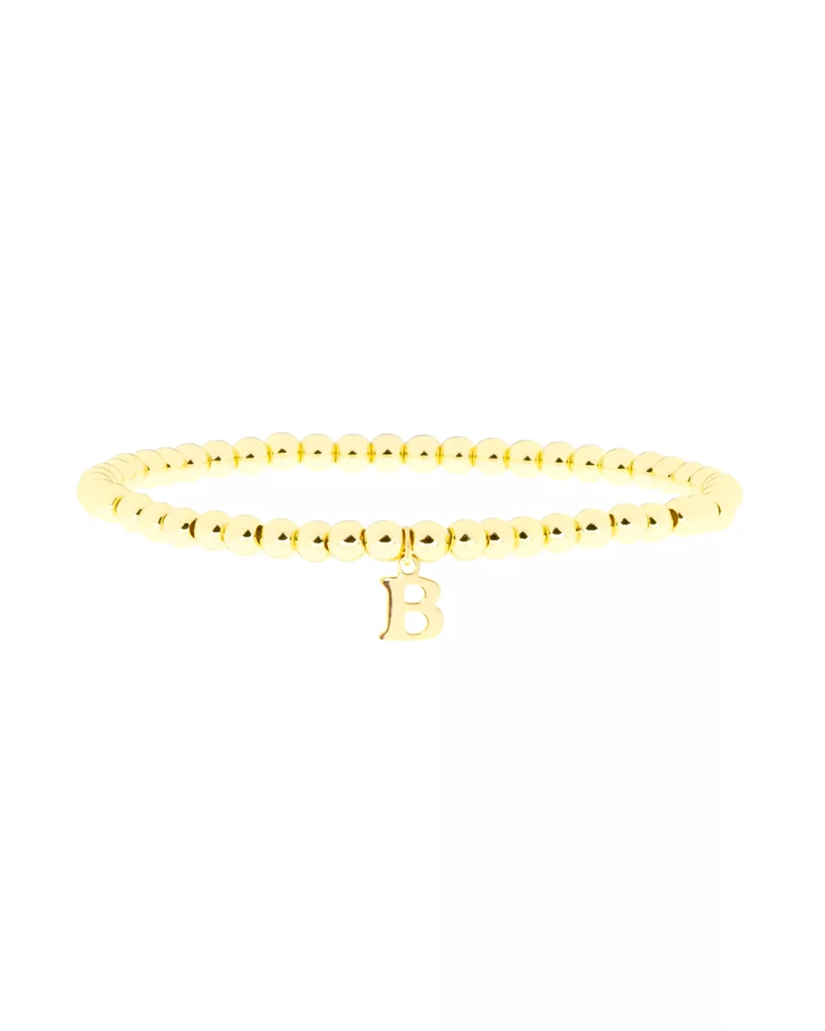 Gold Brass Initial Charm Ball Bracelet - B