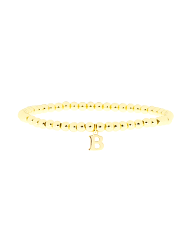 Gold Brass Initial Charm Ball Bracelet - B