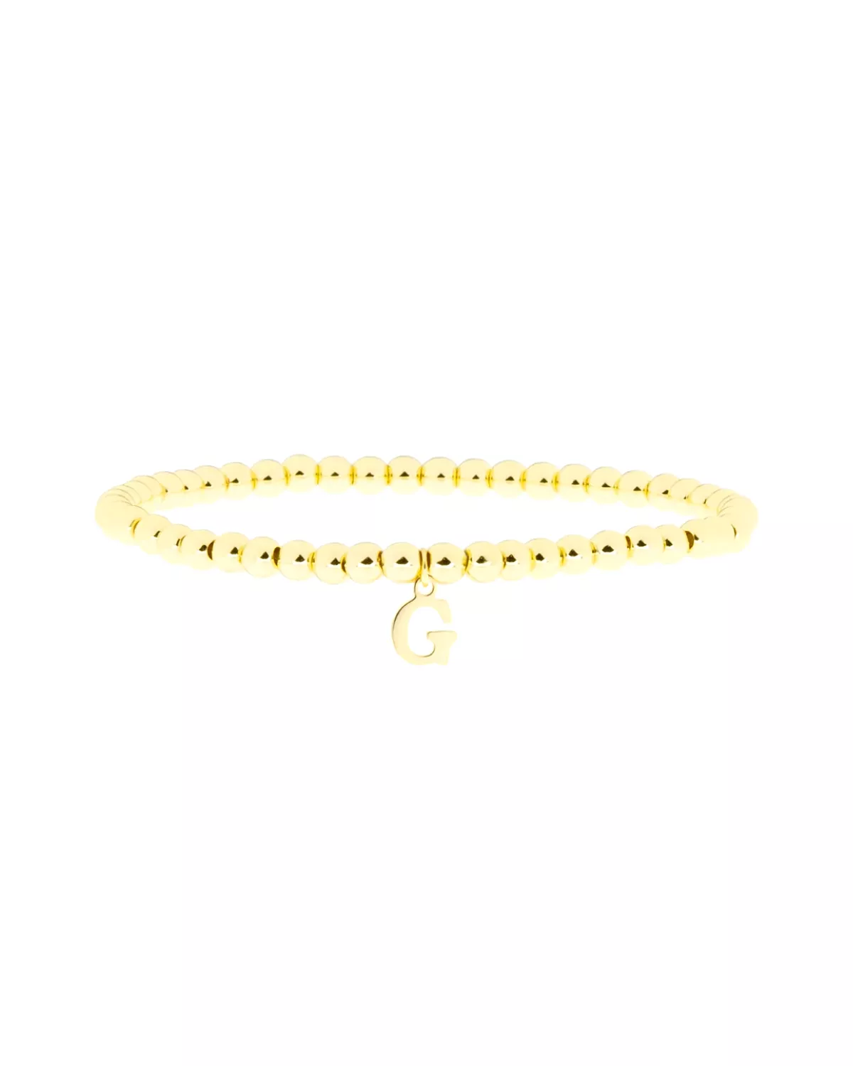 Gold Brass Initial Charm Ball Bracelet - G