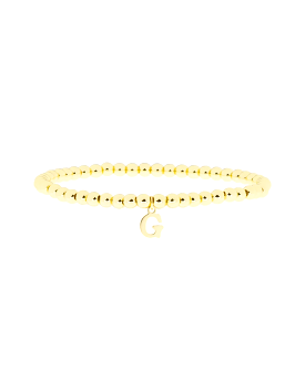 Gold Brass Initial Charm Ball Bracelet - G