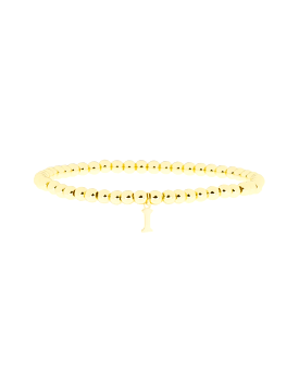 Gold Brass Initial Charm Ball Bracelet - I