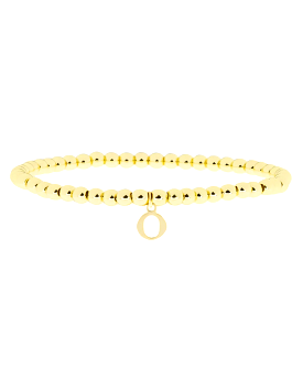 Gold Brass Initial Charm Ball Bracelet - O