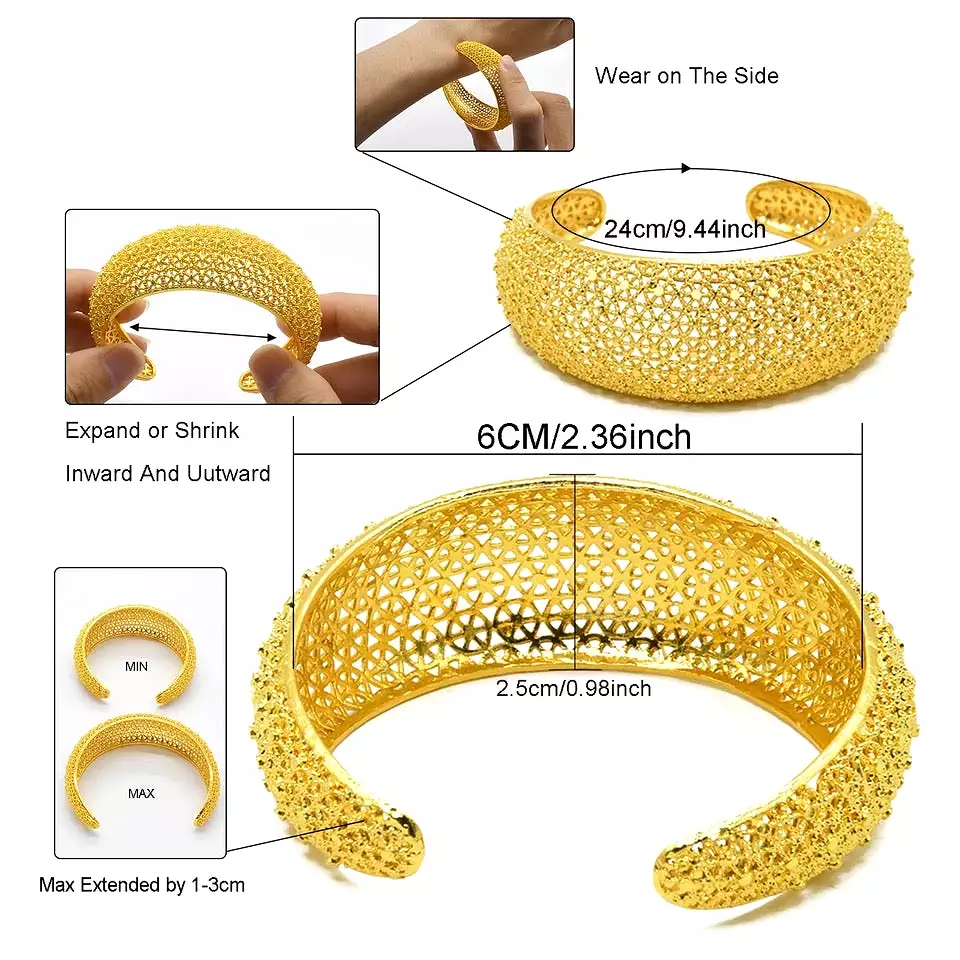 Gold Color Bangles For Women Arabic Luxury Charm Bracelet S4450457