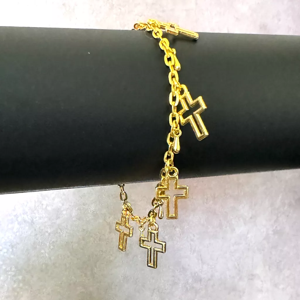 Gold Cross Charm Bracelet