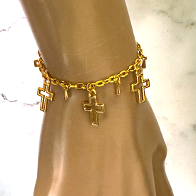 Gold Cross Charm Bracelet