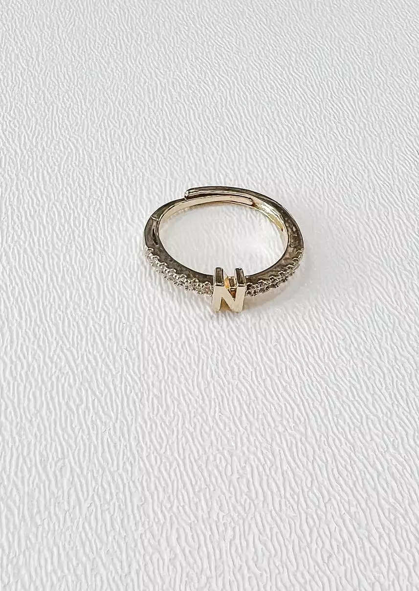 Gold Dainty Initial Ring