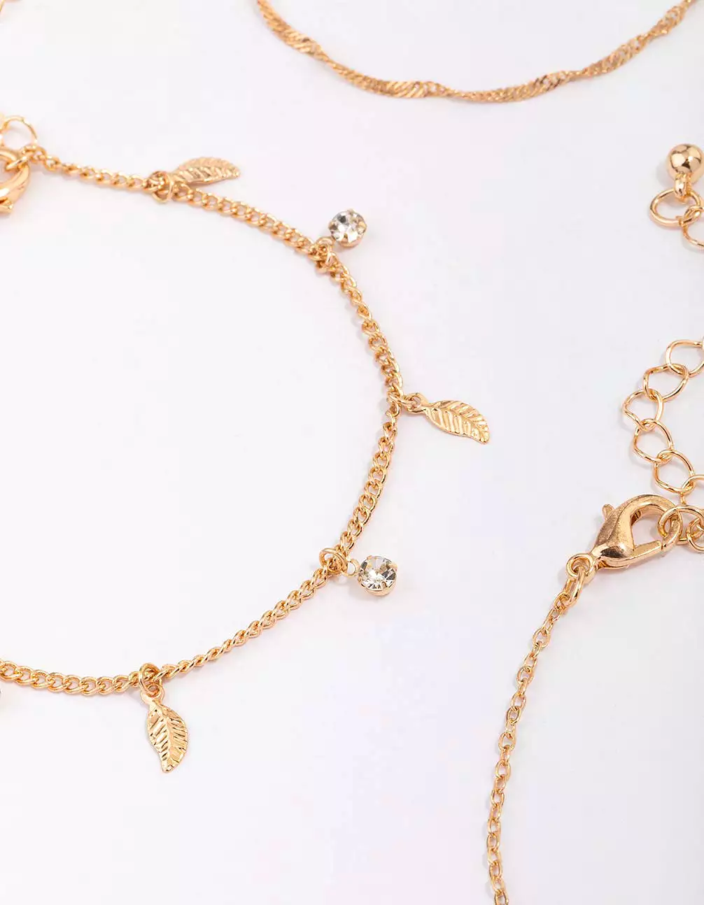 Gold Leaf Charm Bracelet 4-Pack