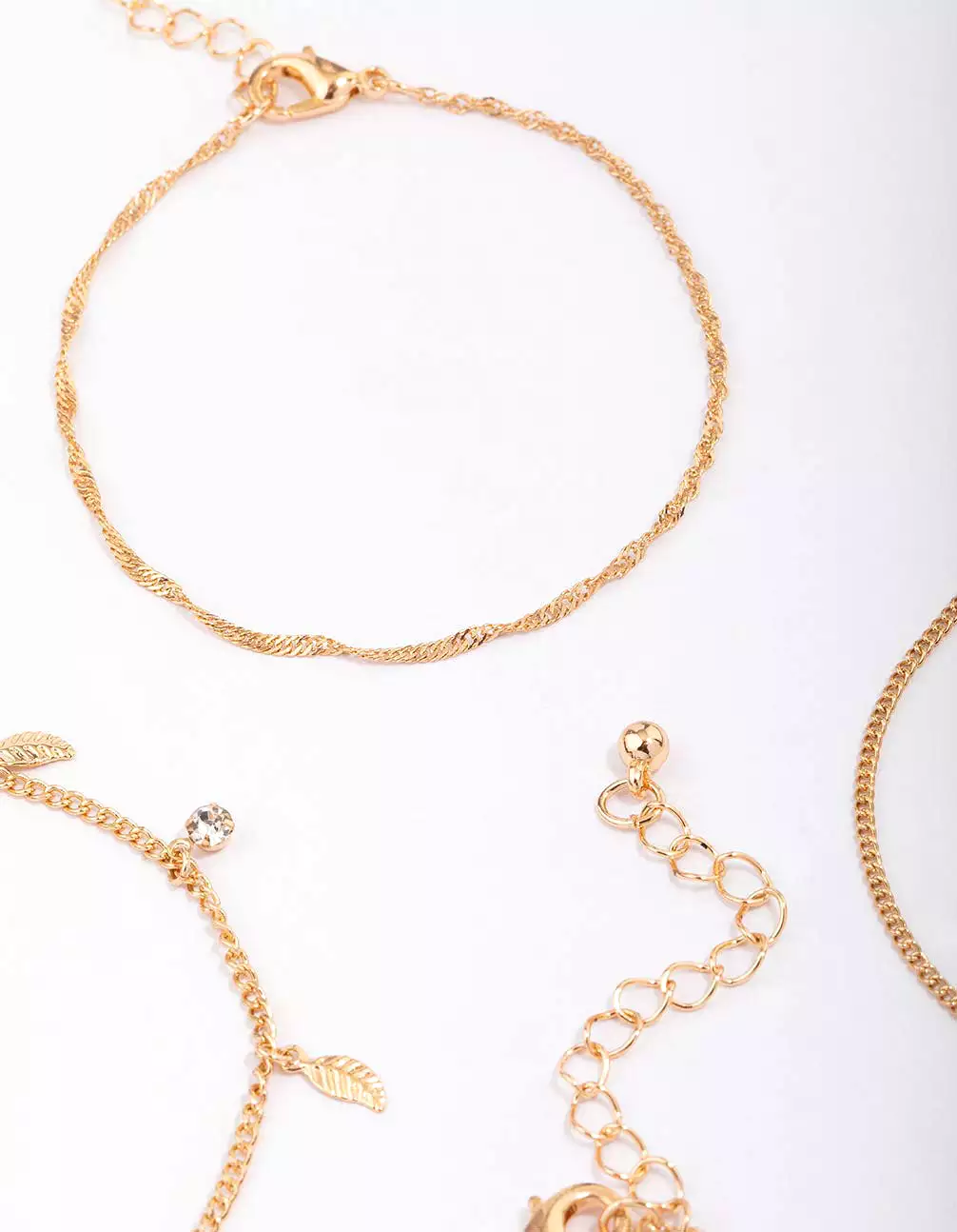 Gold Leaf Charm Bracelet 4-Pack