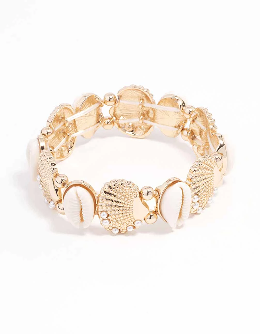 Gold Pearl Shell Stretch Bracelet