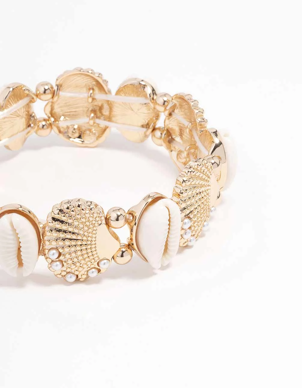 Gold Pearl Shell Stretch Bracelet