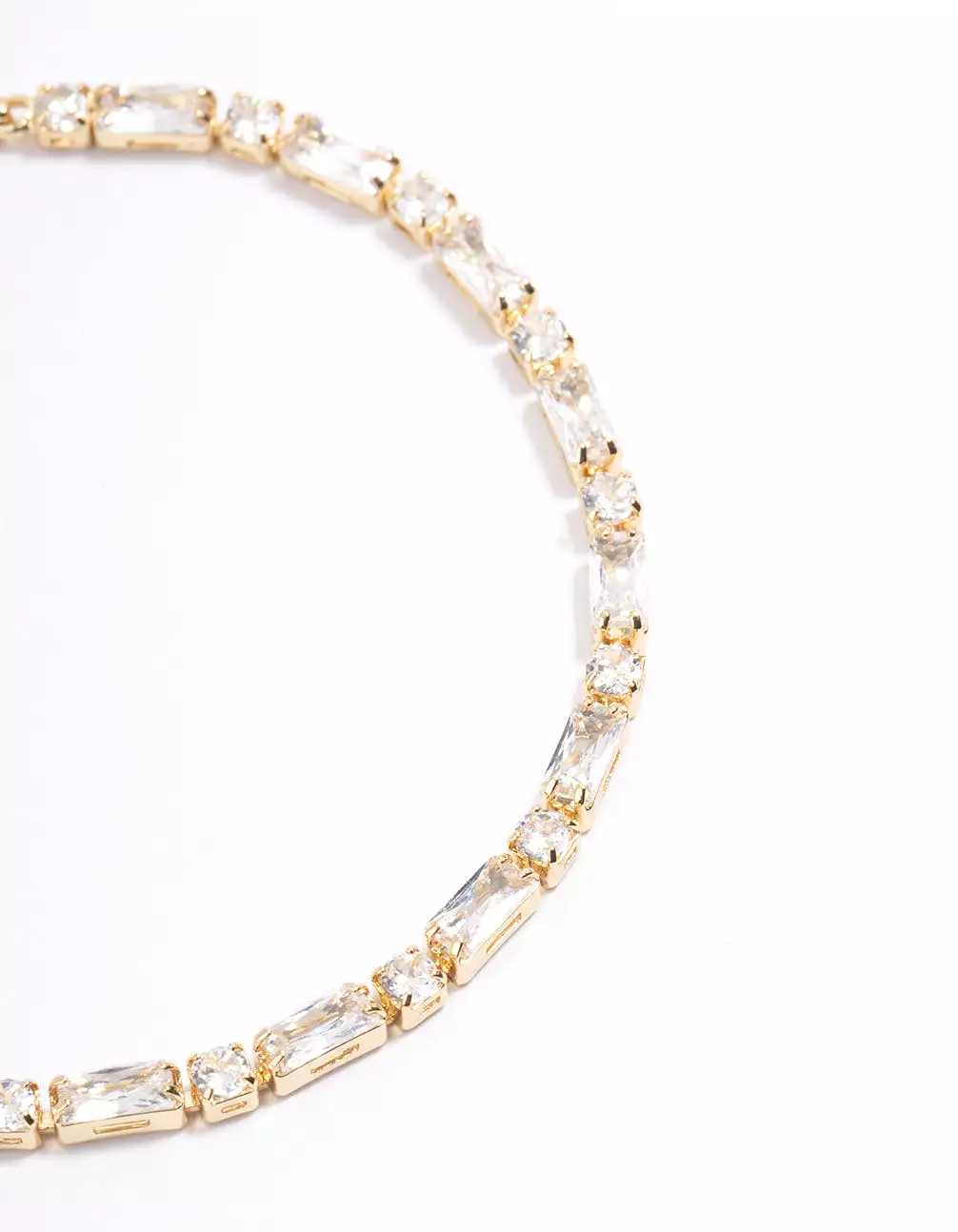 Gold Plated Baguette Stone Toggle Tennis Bracelet