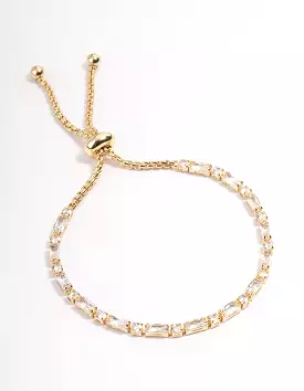 Gold Plated Baguette Stone Toggle Tennis Bracelet