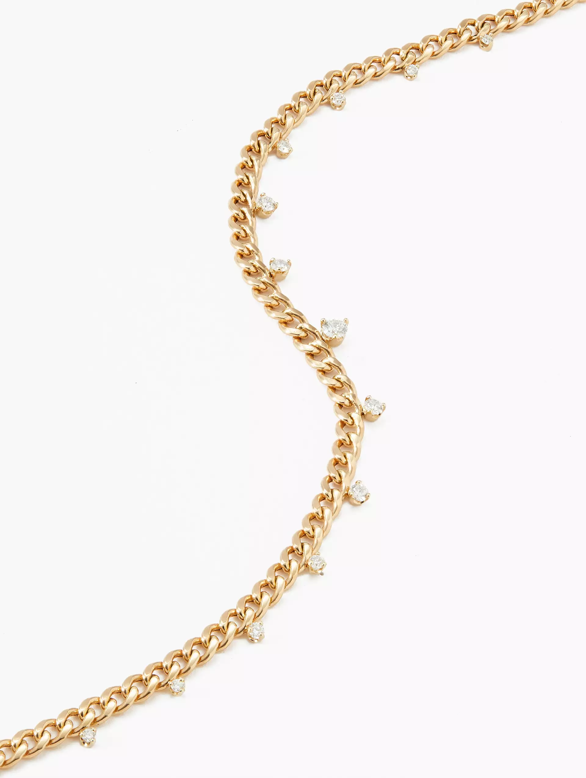 Graduated Prong Diamonds Medium Curb Chain Necklace