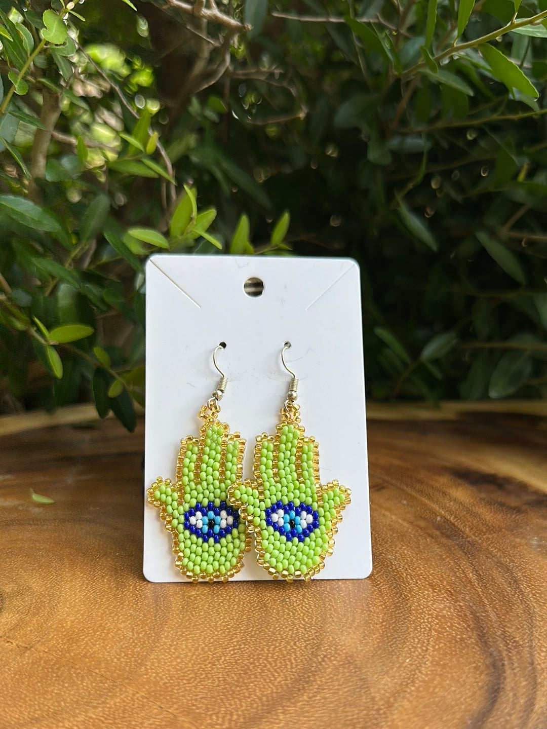 Hamsa huichol earrings