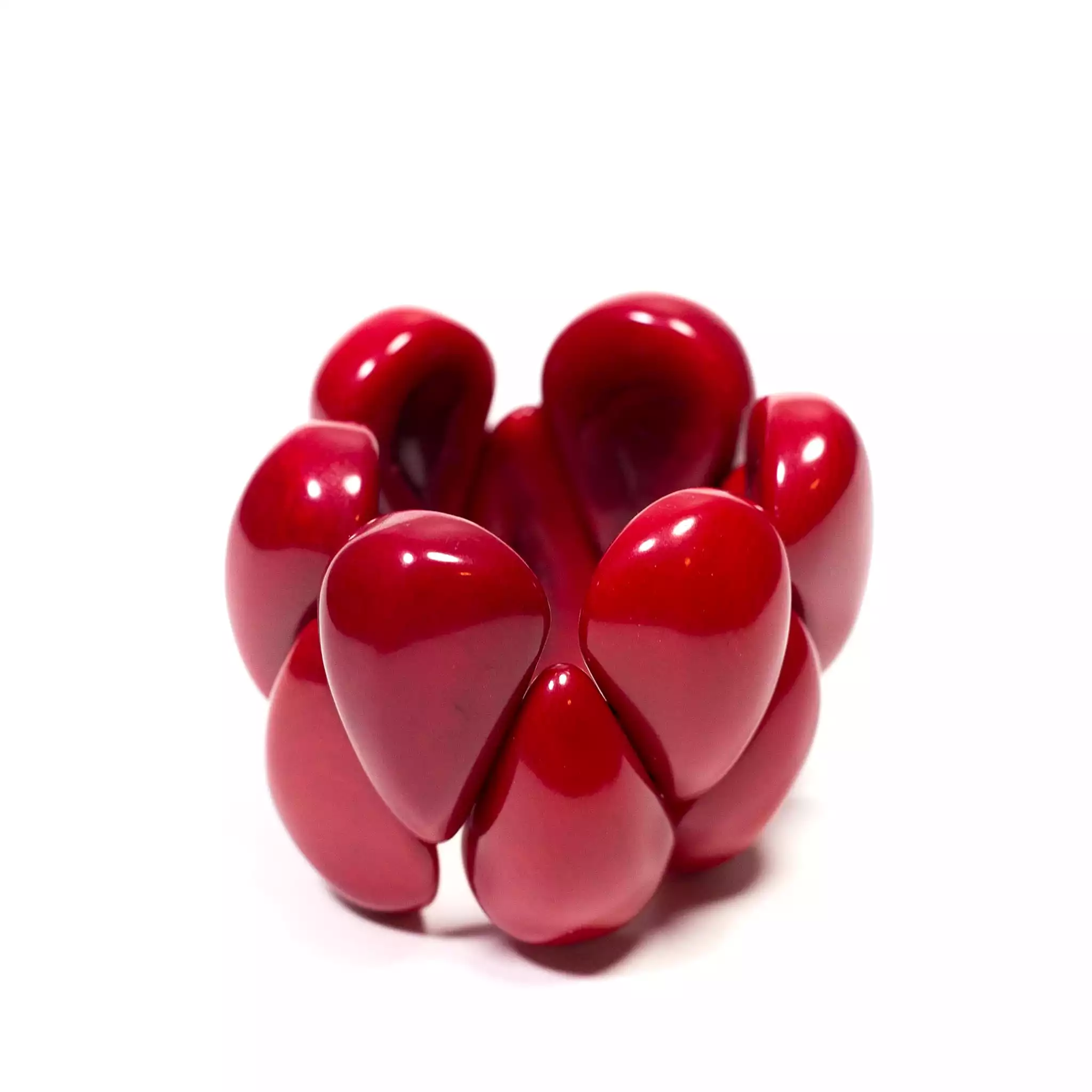 Handmade Tagua Bracelet in Dark Red