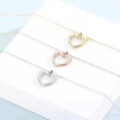 Heart Pendant Necklace, Bracelet and Stud Earrings Jewelry Set