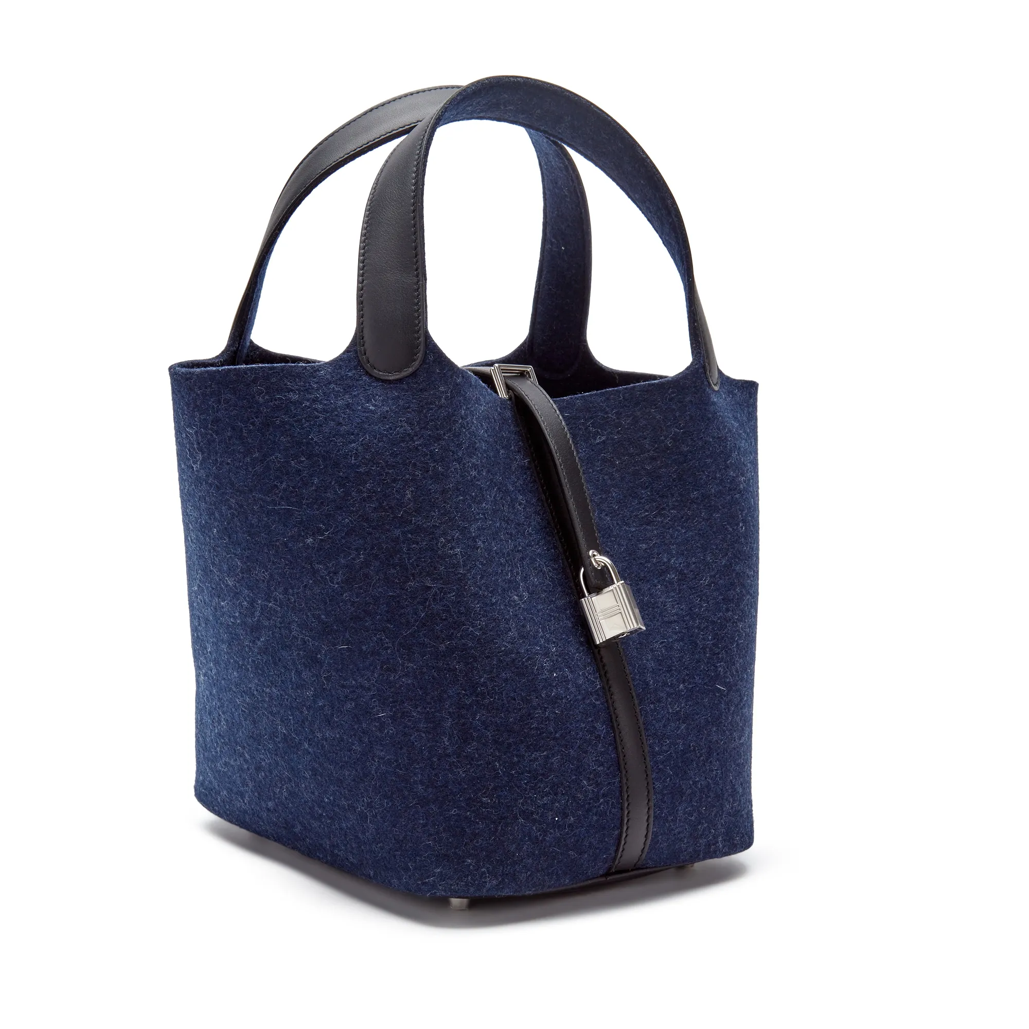 Hermès Blue Nuit Feutre Wool and Black Swift Picotin Lock 22 Palladium Hardware, 2021