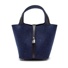 Hermès Blue Nuit Feutre Wool and Black Swift Picotin Lock 22 Palladium Hardware, 2021