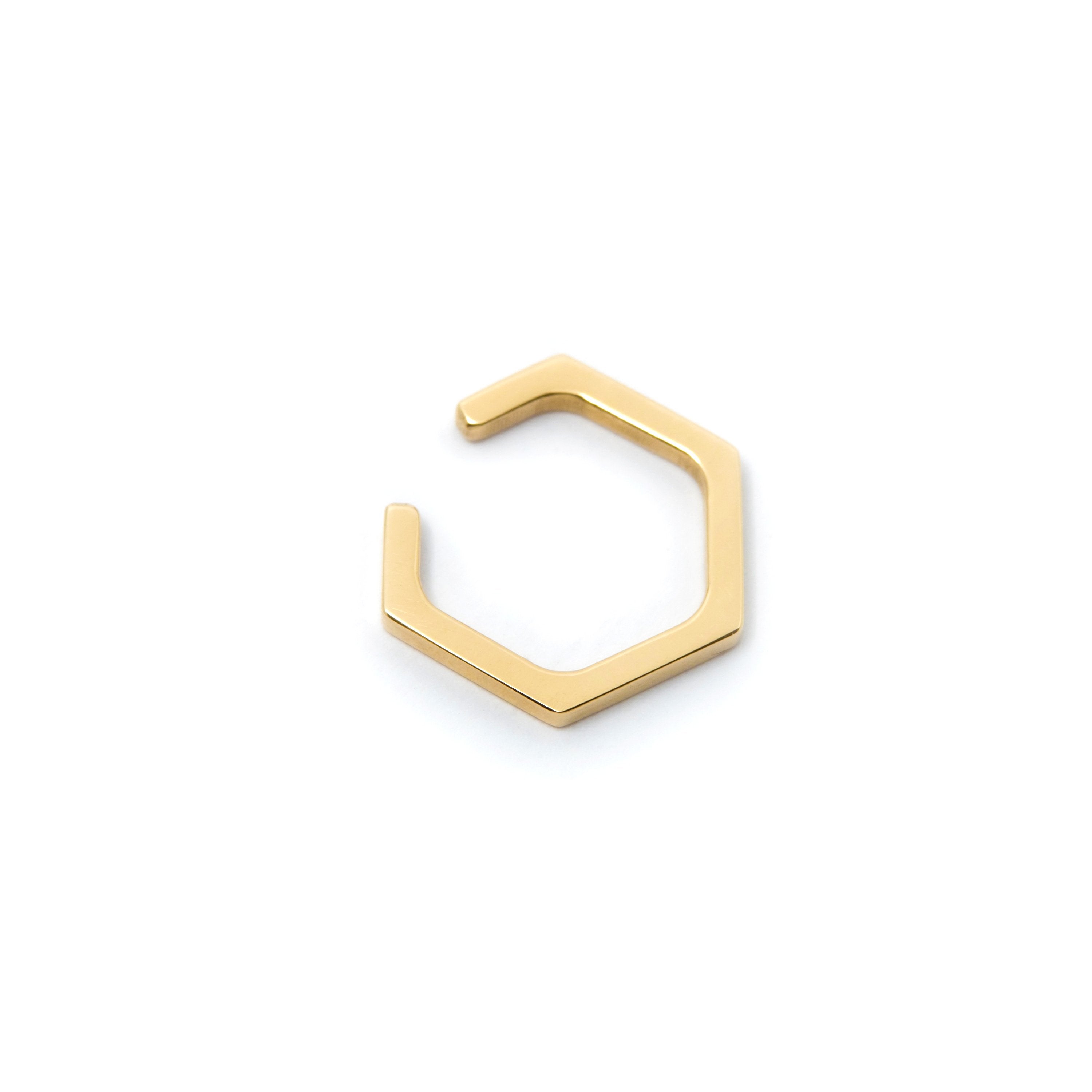 Hex Ear Cuff - 14k Yellow Gold