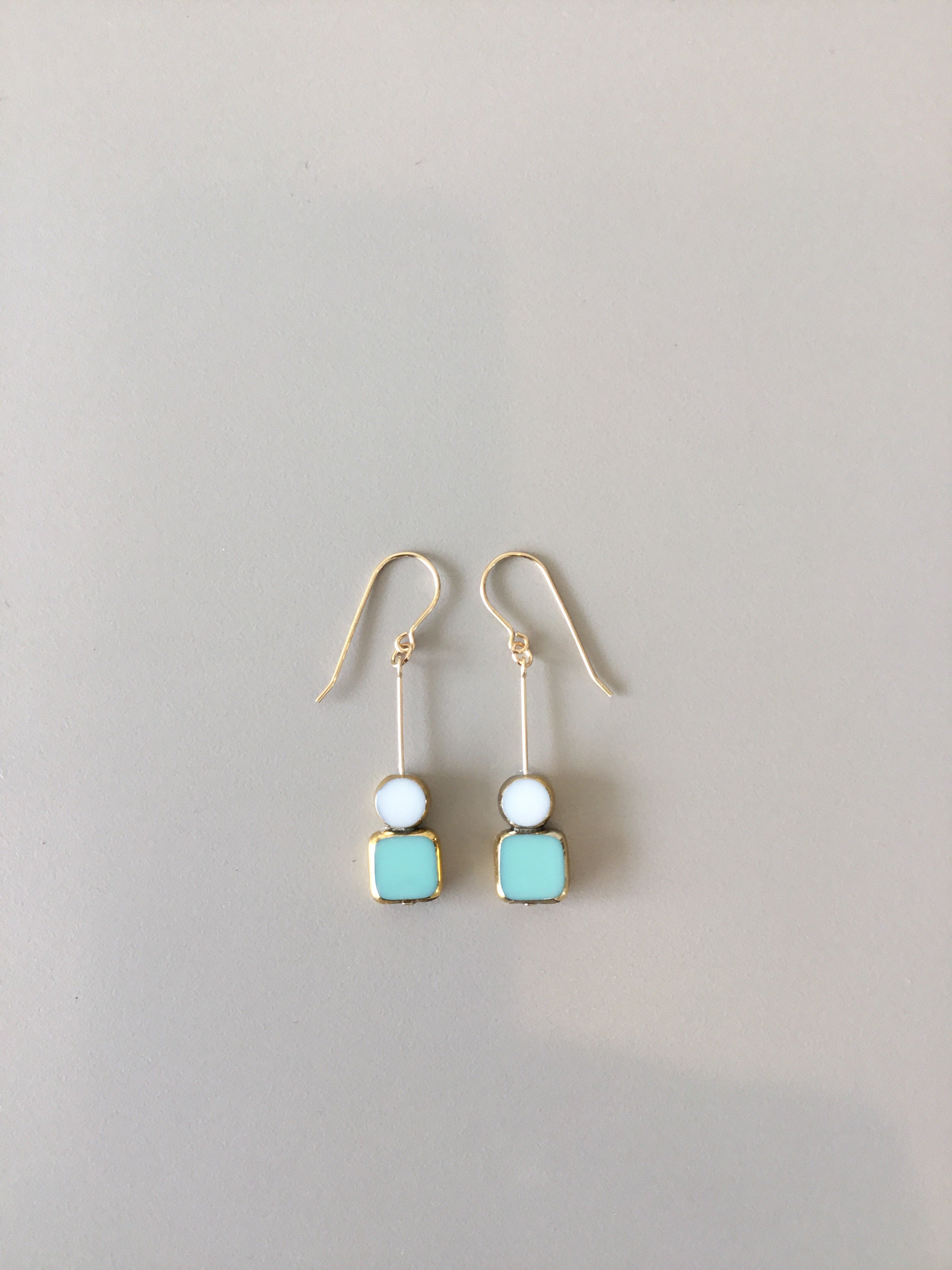 I. Ronni Kappos stacked aqua square earrings